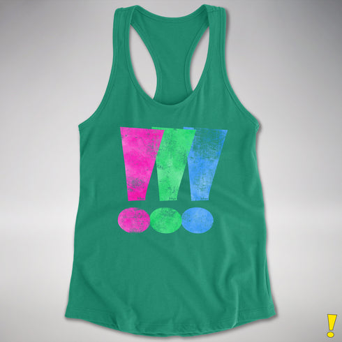 Polysexual Pride Exclamation Points Racerback Tank - Kelly Green